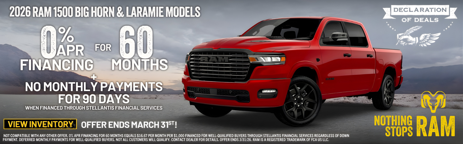 2026 RAM 1500 0% APR for 60 months