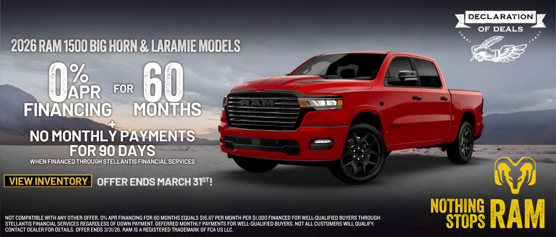 2026 RAM 1500 0% APR for 60 months